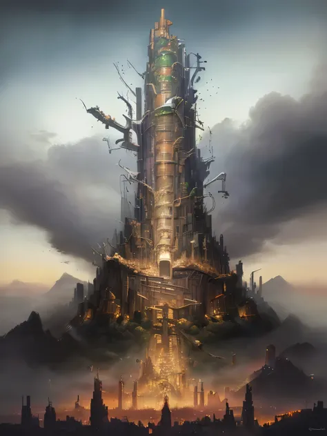 Tower of Babel, detailed, Sharp focus, elegant, Very detailed, figure, complicated, beautiful, Trend Art Station, Pixiv, Digital Art, By Jordan Grimmer and Greg Rutkowski, Wow, Studio Ghibli, final fantasy