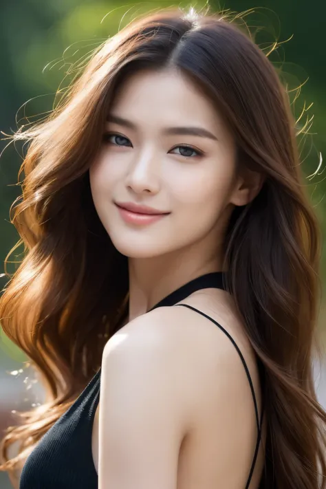 (Ultra-high Definition, 8K, Masterpiece :1.3), 1 supermodel, radiant beauty with emphasis on captivating 22-year-old features: 1.3, long wavy hair, flawless facial structure, striking eyes, captivating smile, ramp
(Hyperrealistic, high resolution :1.3), 1 ...