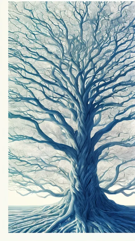 a white tree with a lot of branches in the middle of it, digital art by Johfra Bosschart, trending on cgsociety, fantasy art, magical tree, fantasy tree, glowing veins of white, magic tree, cosmic tree of life, cosmic tree, giant white tree, a beautiful tr...