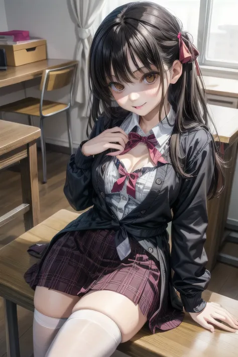 (Tabletop:1.0), (highest quality:1.4), (High resolution:1.2), From the side,Sharp contours,  boyish, highest quality, masterpiece,Glasses,Voice of the Heart,20-year-old woman,yandere,Big Breasts,Chest to chest,Lying face down,Ecstasy,saliva,blush,Squint yo...