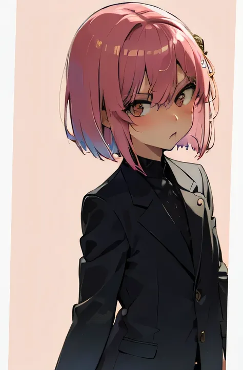 shota,light pink hair,short hair,short,black suit