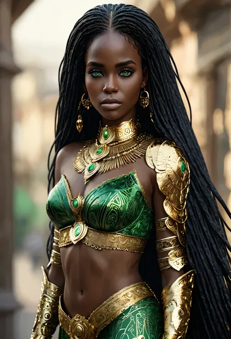(((Femme noir africaine, peau couleur ébène intense et profond, peau parfaite))), ((best quality, extremely detailed:1.8, hyperRéaliste:1.5, photorealistic:1.5, grande profondeur de champ, vue de face, very beautiful 35 year old woman, Prise de vue en dire...