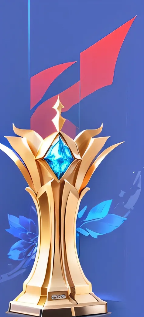 there is a Kaneko trophy with a blue diamond on it, Award-winning images, Epic Hot, League of Legends Champion, race, cgsociety award, holdinG a Kaneko! Trophies!, Award-winning works, game, Esports, 2 0 2 2, 2022, Epic game, Kaneko, programming, cg awards...