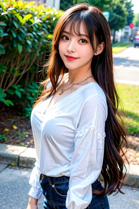 ((Full Body Angle))、((Front hair:1.3))、((highest quality, 8K, masterpiece: 1.3)), concentrated: 1.2, Cute girl 1,Nipples erect、 Perfect beauty: 1.4,Cut and sewn T-shirt Raglan sleeve summer short sleeve T-shirt.Shorts: 1.2,Long sleeve、Randall Color、comics＆...