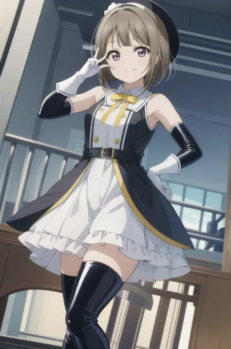 (highest quality, masterpiece:1.2), One girl, alone, cute, View Viewer, , Cowboy Shot
,nakasu kasumi, nijigasaki academy ,smile bad,smile worst,smile evil,evil smile,,shaded face,short hair,two hands,two legs,latex,latex finger,elbow gloves,thighhigh boots...