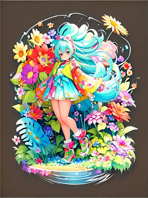 akira toriyama style、8K Quality、Intense watercolor, Detailed watercolor art, Watercolor splash, Surreal, avant-garde pop art, Beautiful and expressive paintings, Beautiful artwork illustration, Very colorful tones, wonderful, Cool beauty, highest quality、O...