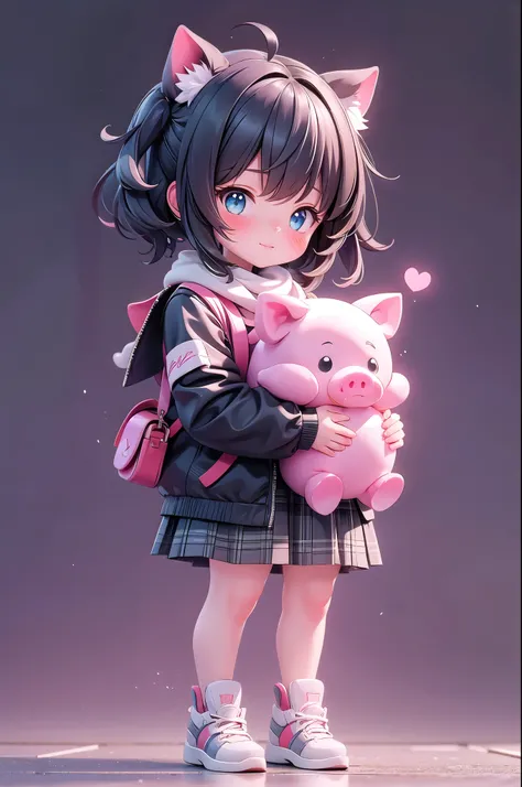 (masterpiece), 1 Girl, cute little pig
