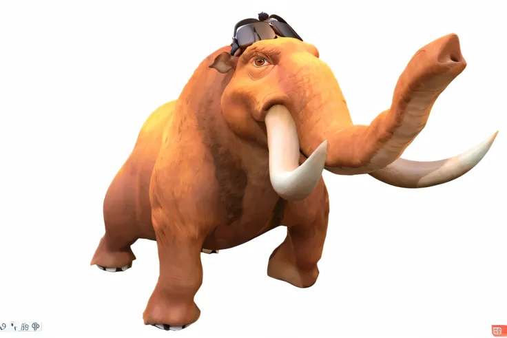 araffe with a hat anD sunglasses on stanDing in front of a white backgrounD, mammoth, Ice Age, siD, prehistoric, appa from the last airbenDer, DepicteD as a 3 D renDer, Dinosaur, A caveman cowers in fear, megafauna, D & D loxoDon, epic 3 D oxossi