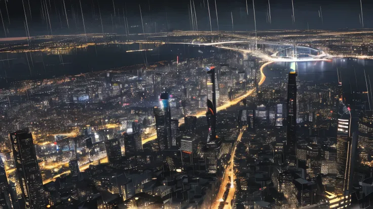 night rain night city city view