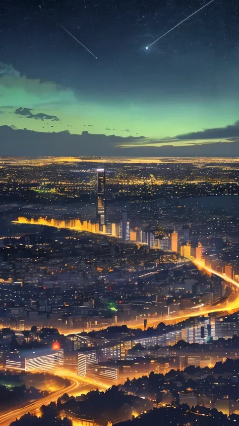 night rain night city city view warm Starry Sky Sparkling