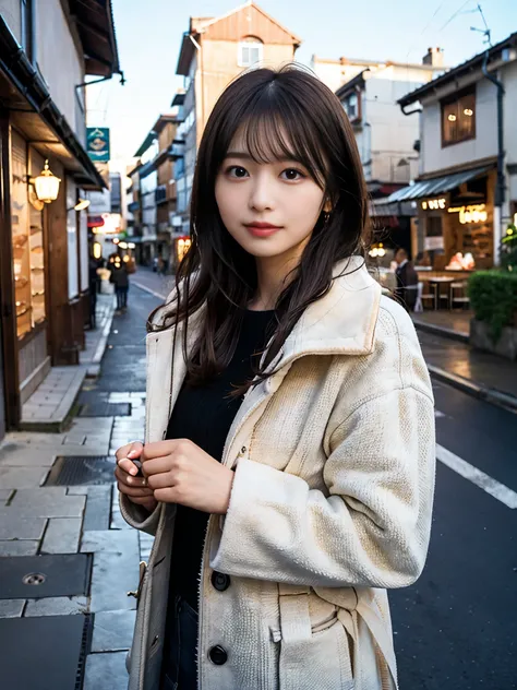  (8K, RAW photo, highest quality, masterpiece:1.3), (realistic, photo-realistic:1.4), (Highly detailed 8K wallpaper), sharp focus, Depth of written boundary,
 japanese idol,very cute, (coat:1.3),(long hair: 1.3), Upper body, highly detailed face and eyes,(...