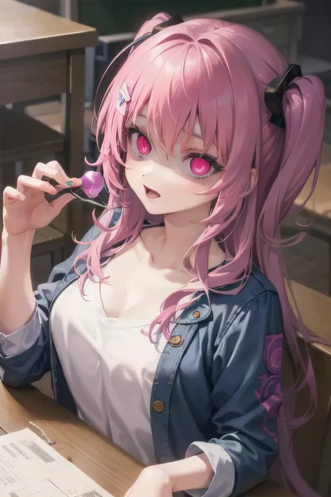 (Tabletop:1.0), (highest quality:1.4), (High resolution:1.2), From the side,Sharp contours,  boyish, highest quality, masterpiece,Glasses,Voice of the Heart,yandere,Browsing Caution,classroom,nude,facial,Excessive ,Chest to chest,Lying face down,Upper Body...