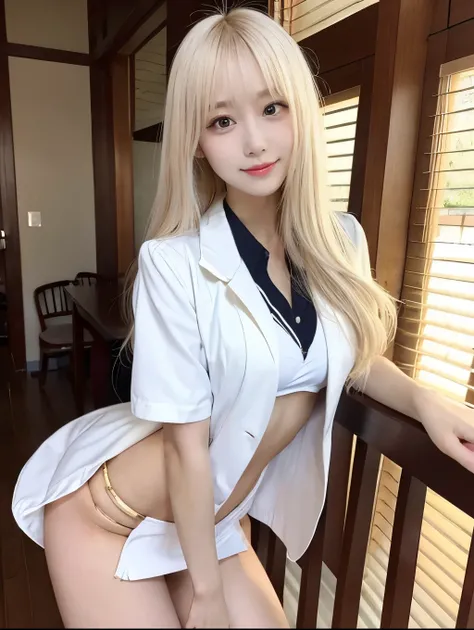 ( Masterpiece, highest quality), 98k, ((Perfect Anatomy:1.3)),Beautiful Japanese Women, Succubus,alone, 18-year-old, Small face,Cute face:1.2,Smiling, Larger breasts, ,Beautifully detailed round eyes, Evenly spaced eyes 1.2, Long platinum blonde hair,Rando...