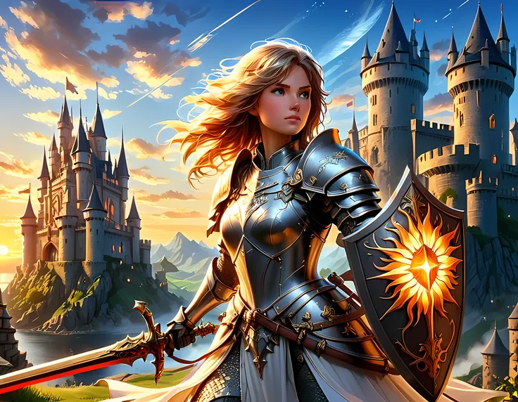 16k, ultra detailed, masterpiece, best quality, (extremely detailed), arafed, dnd art, panoramic view, full body, a lady knight ...