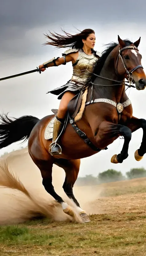 Female Warrior/Female Warrior,Horses gallop,Broadsword