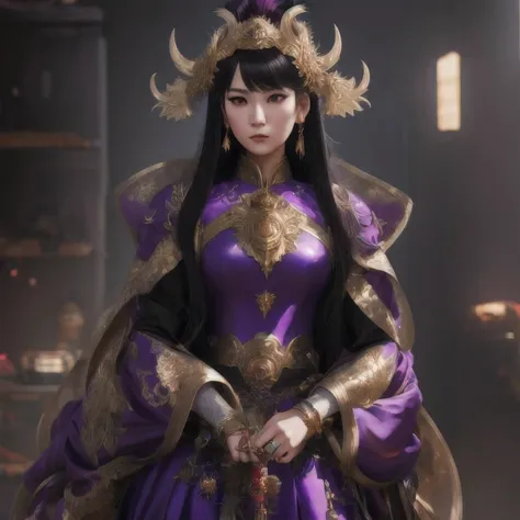 female warrior/female warrior/woman warrior,there is a 18 years old in a purple dress holding a dragon, wlop and ross tran, ross...