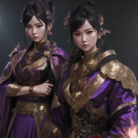 female warrior/female warrior/woman warrior,there is a 18 years old in a purple dress holding a dragon, wlop and ross tran, ross...