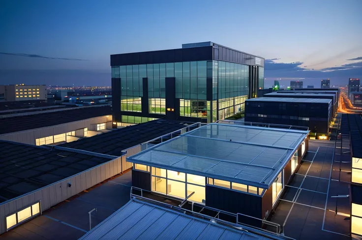 Create a scenario on the roof of a commercial building, an executive and corporate scenario.