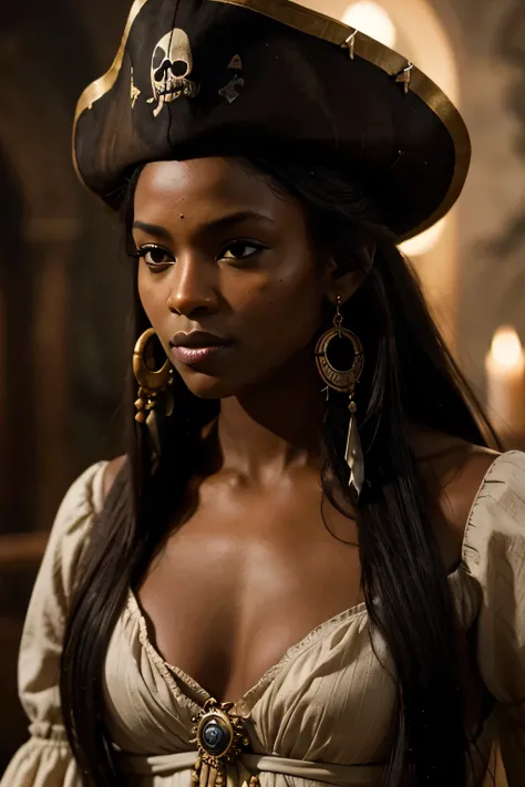 from pirates of the Caribbean photo of a gorgeous black woman, dark-skinned goddess