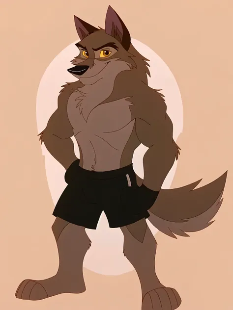 balto, detailed, detailed face, detailed eyes, anthro body, black lineart, black outline, male, masculine, muscular body, pector...