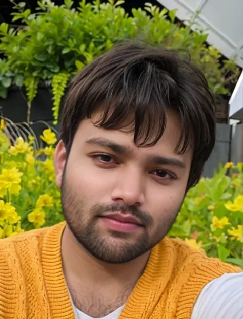 A beautiful young bearded man with highly detailed skin.