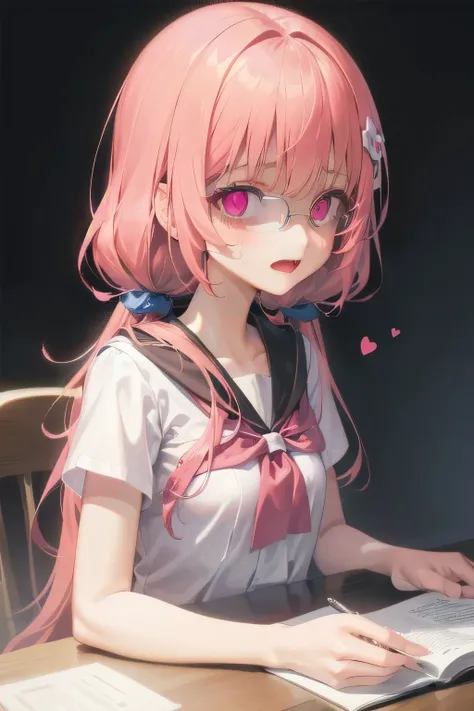 (Tabletop:1.0), (highest quality:1.4), (High resolution:1.2), From the side,Sharp contours,  boyish, highest quality, masterpiece,Glasses,Voice of the Heart,yandere,Browsing Caution,nude,facial,Excessive ,Chest to chest,Upper Body,Ecstasy,saliva,blush,Hete...