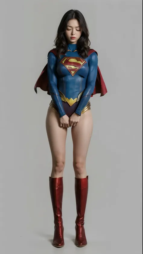 No background、(((Sleeping with eyes closed)))、(((Supergirl'The costume was completely destroyed.、There are holes)))、((((Be sure to close your eyes、The face has a sad expression))))、(((((bleeding from the body)))))、((((Liquid flowing from the mouth))))、...