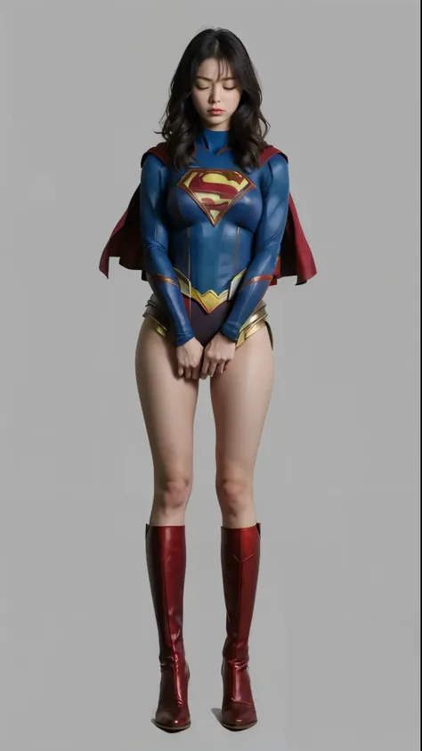 No background、(((Sleeping with eyes closed)))、(((Supergirl'The costume was completely destroyed.、There are holes)))、((((Be sure to close your eyes、The face has a sad expression))))、(((((bleeding from the body)))))、((((Liquid flowing from the mouth))))、...