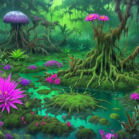 Swamp Root And Flowers Of Alien World10