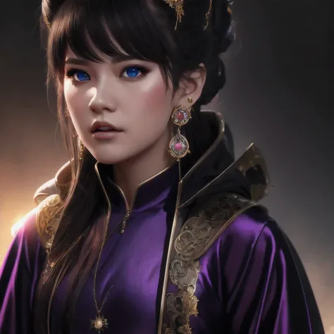 there is a 18 years old in a purple dress holding a dragon, wlop and ross tran, ross tran 8 k, fantasy art style, chengwei pan on artstation, a beautiful fantasy empress, ross tran and wlop, ruan jia and artgerm, the dragon girl portrait, ig model | artger...