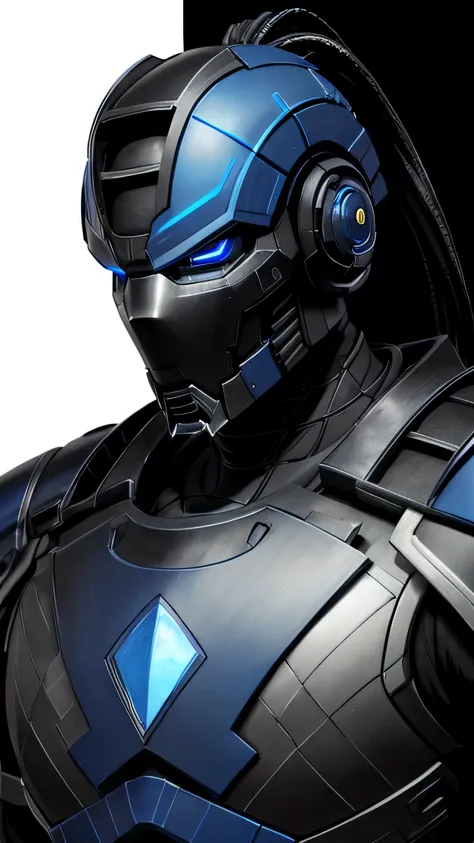 sub-zero from mortal kombat, zxcrx, cyborg ninja, sleek (blue and black armor:1.5), various robotic components, his face is cove...