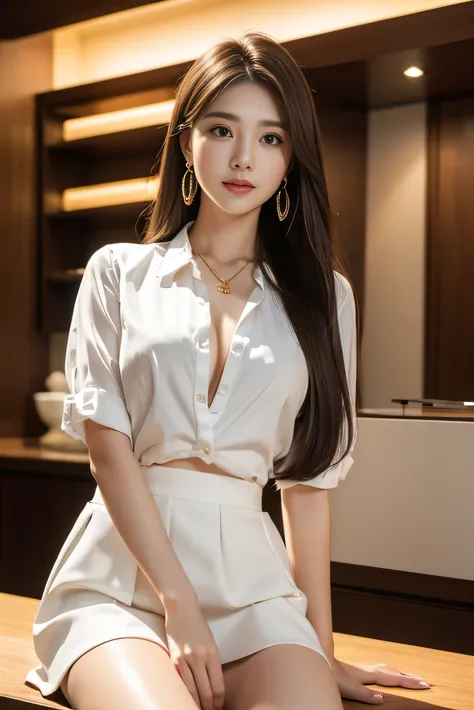 (1 female), beautiful, Great face and eyes, Compensate, (Very detailedbeautiful顔), Captivating smile, (highest quality:1.4), (Very detailed), (Very detailed CG synthesis 8k wallpaper), Very detailed, RAW Photos, Professional photography, (Dark colored suit...