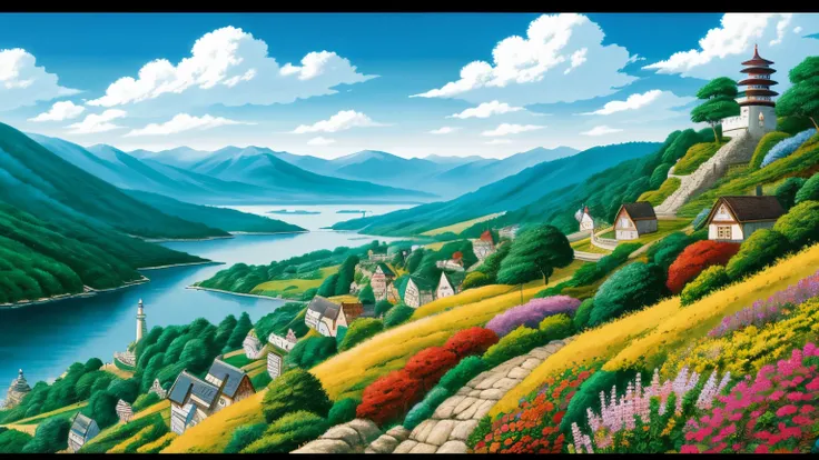 High Detail,   Ultra HD,  wallpaper, cartoon, Hayao Miyazaki, landscape