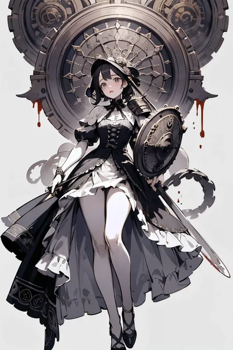 ((best quality)), ((masterpiece)), (detailed), perfect face ((best quality)), ((masterpiece)), (detailed), blank white background, plain background, white background, Bloodborne inspired,  occult aesthetic, occult, detailed and intricate steampunk and deta...