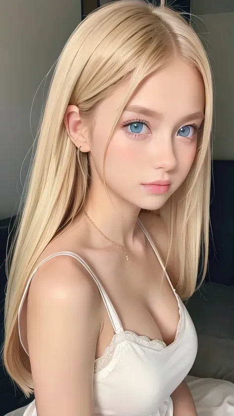 Shiny, Beautiful white skin、Hair color changes with light、Long bangs obstruct the view、Cheek gloss highlighter、Sexy and very beautiful, Ladylike, cute, Gorgeous face、The most beautiful face in the world、The most beautiful super long blonde hair in the worl...