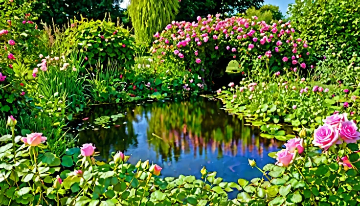 paradis rose, pleins de végétations rose, Small Pond, arc en ciel