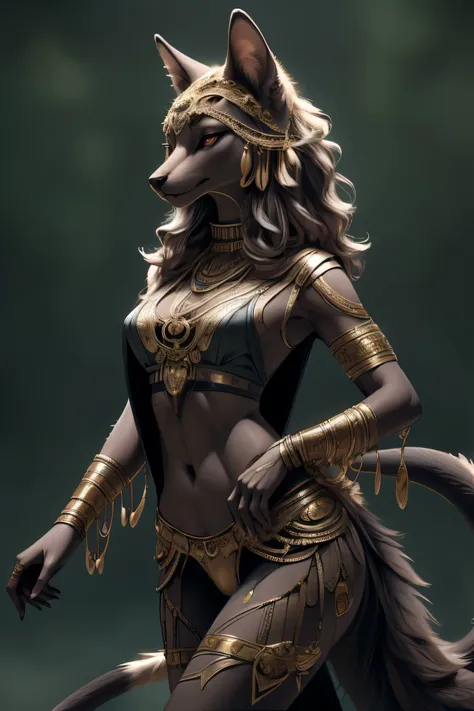 Full body anthropomorphic female character with a long furry tail, wearing sexy underwear, vibrant fur colors, detailed facial features, expressive eyes, soft lips, realistically rendered, high-resolution artwork, realistic lighting, professional illustrat...