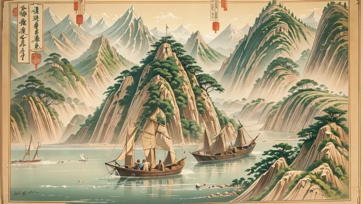 light boats have crossed ten thousand heavy mountains, ancient china