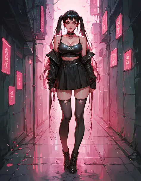 score_9. score_8_up, score_7_up, score_6_up, score_5_up, score_4_up, 1girl, long hair, black hair, large breast, curvy, gothic, ...