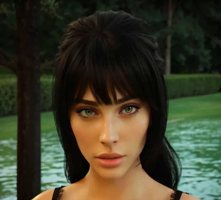 there is a woman with a black top and a black dress, with very highly detailed face, realistic restored face, realistic, realistic , detailed face of a girl,, accurate detailed face, photorealistic girl, extremely realistic face, realistic young girl, real...