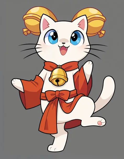 XCYP game icons,A cute white cat maneki neko is smiling and holding up its left paw,standing on top of the gold ingot at an ancient Japanese shrine with a simple background in a vector style for a mobile game icon. The design should be flat and colorful. A...