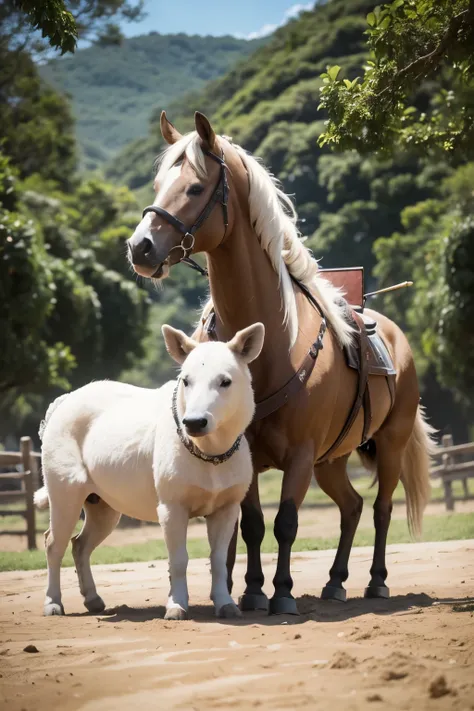 ((melhor qualidade)), ((Obra de arte)), (detalhado), humanos fugindo de cavalos, cachorros e porcos em uma fazenda, referencia a revolucao dos bichos

