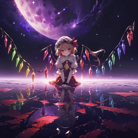 (((fantasy　flandre scarlet)))　((moonlit night　star　smile　drop down　catch the wind　end of the galaxy　broken glass　have a black ho...