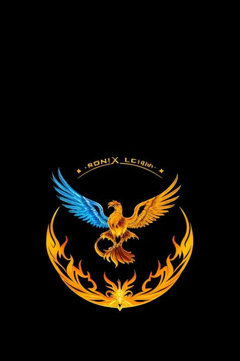 A logo of a phoenix, electronic and technology, con letras B y D