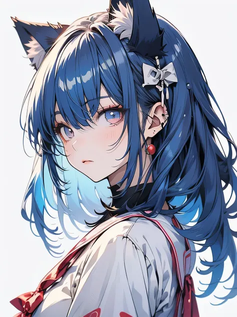 Anime girl with blue hair and cat ears, 2D Animation style, ayanami, 2D Animation, Anime Moe Art Style, by Shimo, I deny that, Anime Style 4k, Second Art, 2D Art, Anime Girl Profile, From Arknights, by Puru, No type, by Kamaguruka, Also