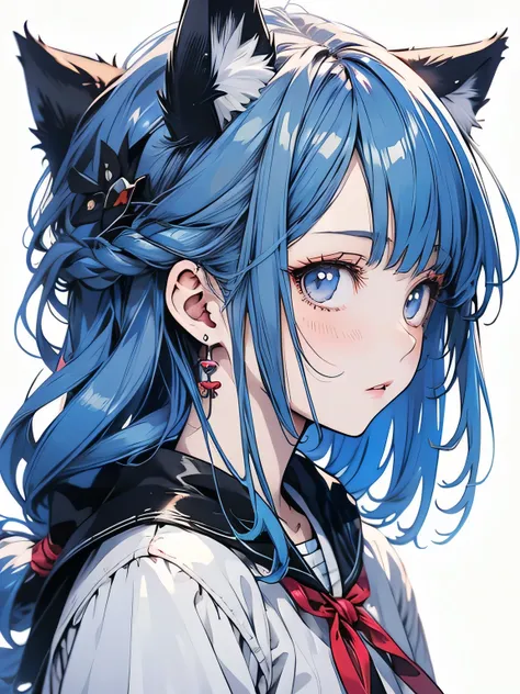 Anime girl with blue hair and cat ears, 2D Animation style, ayanami, 2D Animation, Anime Moe Art Style, by Shimo, I deny that, Anime Style 4k, Second Art, 2D Art, Anime Girl Profile, From Arknights, by Puru, No type, by Kamaguruka, Also