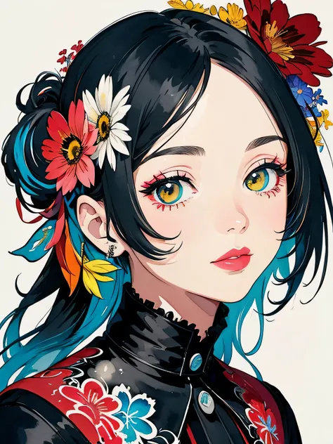 Black Star Red and White Style、(((stylish fashion))), 8K Quality、Intense watercolor, Detailed watercolor art, Watercolor splash, Surreal, avant-garde pop art, Beautiful and expressive paintings, Beautiful artwork illustration, Very colorful tones, wonderfu...