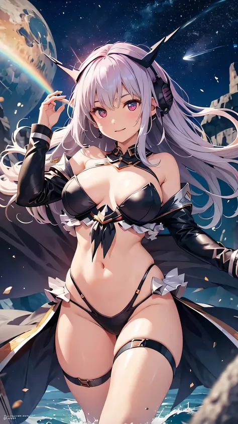 Highest quality、Highest quality、Masterpiece、girl((20-year-old、as soon as、Highest Bust、Medium Bust、Wide open chest、Red glowing eyes、Black Ear、Red Mesh、Disheveled Hair、Loincloth、thin、The best valley、Open chest、hair ornaments、Full body view、NSFW(Completely na...