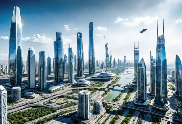 Art Photography,Many people live in the future city,Many people live in the future city,High-rise buildings,High-rise buildings,Number city,Future city scenes,Intelligent transportation systems,A lot of spaceships,Light,Prime Time,Blues moments,National Ge...