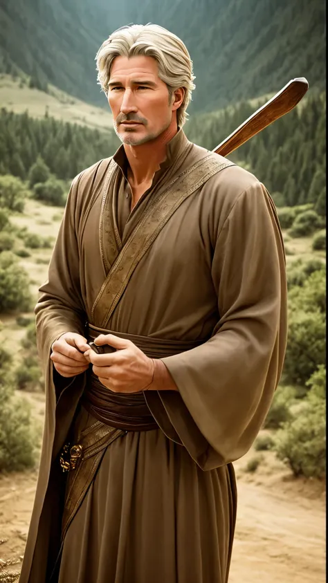 movie「King David」In the enchanting scene of、Richard Gere is brilliantly portrayed as the legendary hero.。This masterpiece was shot in 8K and ultra-high resolution.、An incredibly detailed depiction of the iconic duel between David and Goliath。Soft cinematic...